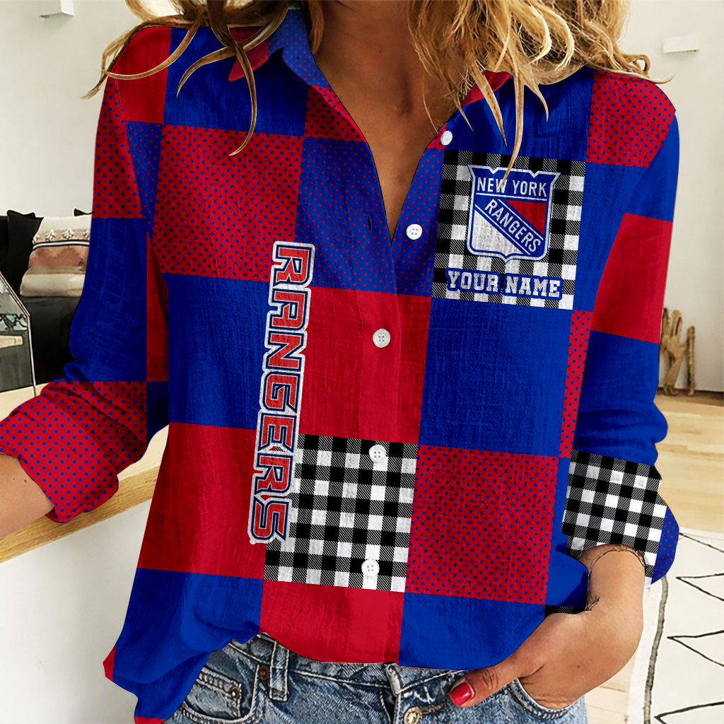 LIMITED EDITION - NEW CUSTOMIZED NHL24 NYR NEW YORK RANGERS WOMEN CASUAL SHIRT FOR FAN