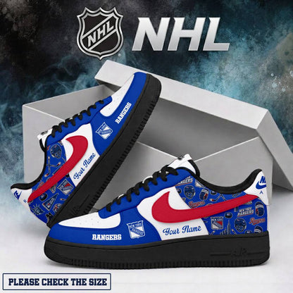 LIMITED EDITION - NEW CUSTOMIZED NHL24 NYR NEW YORK RANGERS AF1 SHOES