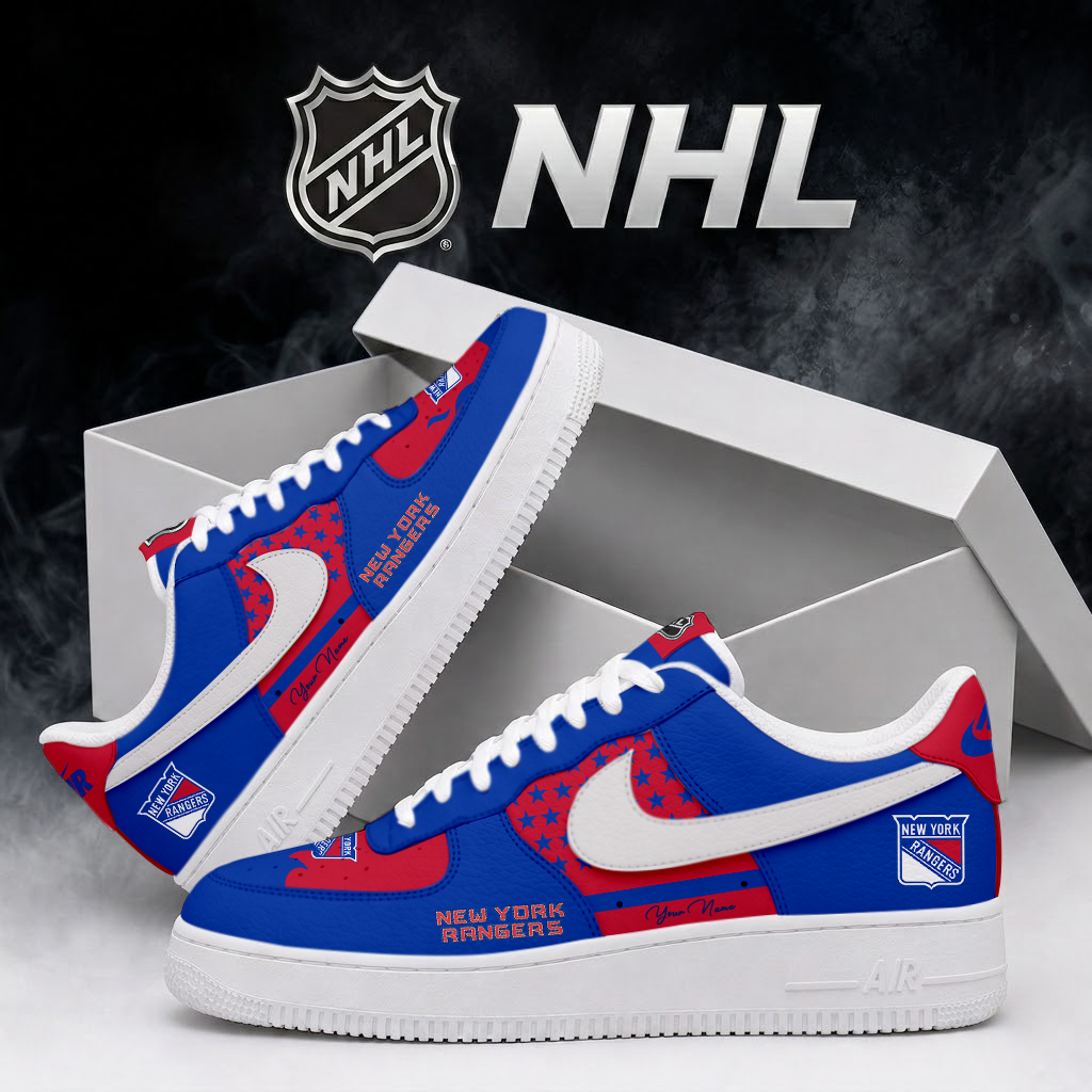 SPECIAL EDITION - NEW CUSTOMIZED NHL24 NYR NEW YORK RANGERS AF1 SHOES
