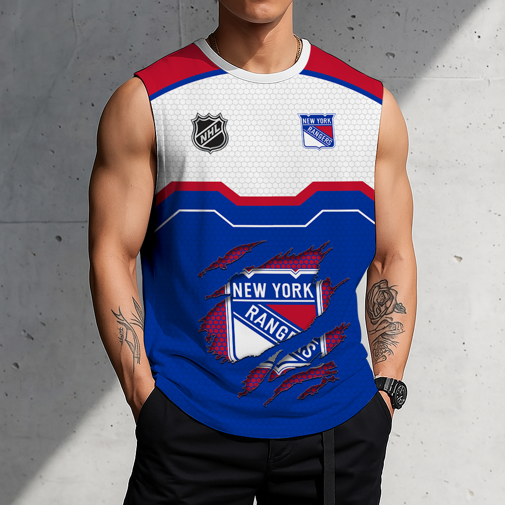 SPECIAL EDITION - NEW CUSTOMIZED NHL24 NYR NEW YORK RANGERS MEN'S GYM SHIRT