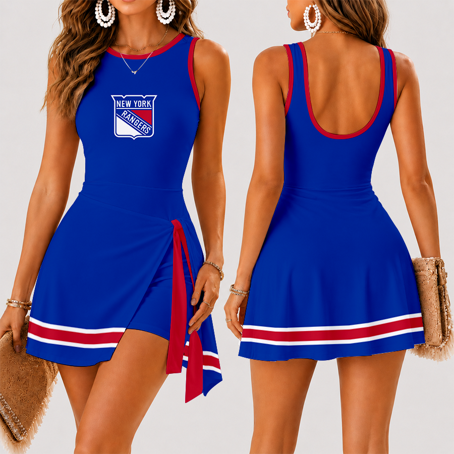 [SUPER SALE] NEW CUSTOMIZED NHL24 NYR NEW YORK RANGERS WOMEN'S SUMMER SKORT DRESS