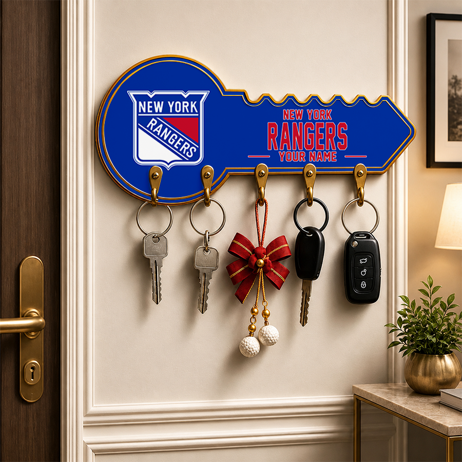 [SUPER SALE] NEW CUSTOMIZED NHL24 NYR NEW YORK RANGERS WALL KEY HOLDER FOR HOME