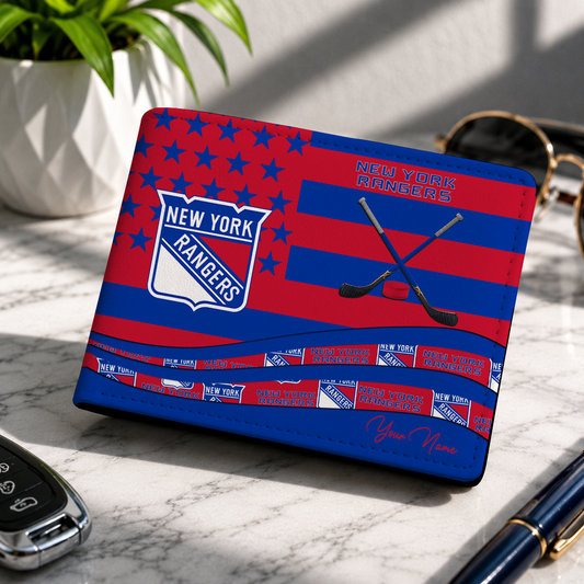 LIMITED EDITION - NEW CUSTOMIZED NHL24 NYR NEW YORK RANGERS LEATHER WALLET