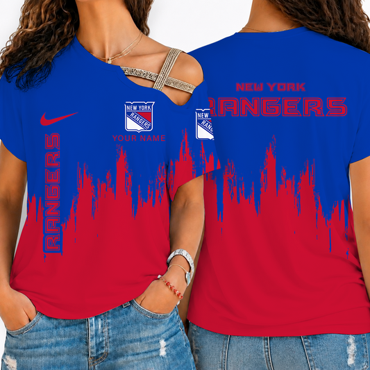 [SUPER SALE] NEW CUSTOMIZED NHL24 NYR NEW YORK RANGERS SHOULDER SHIRT