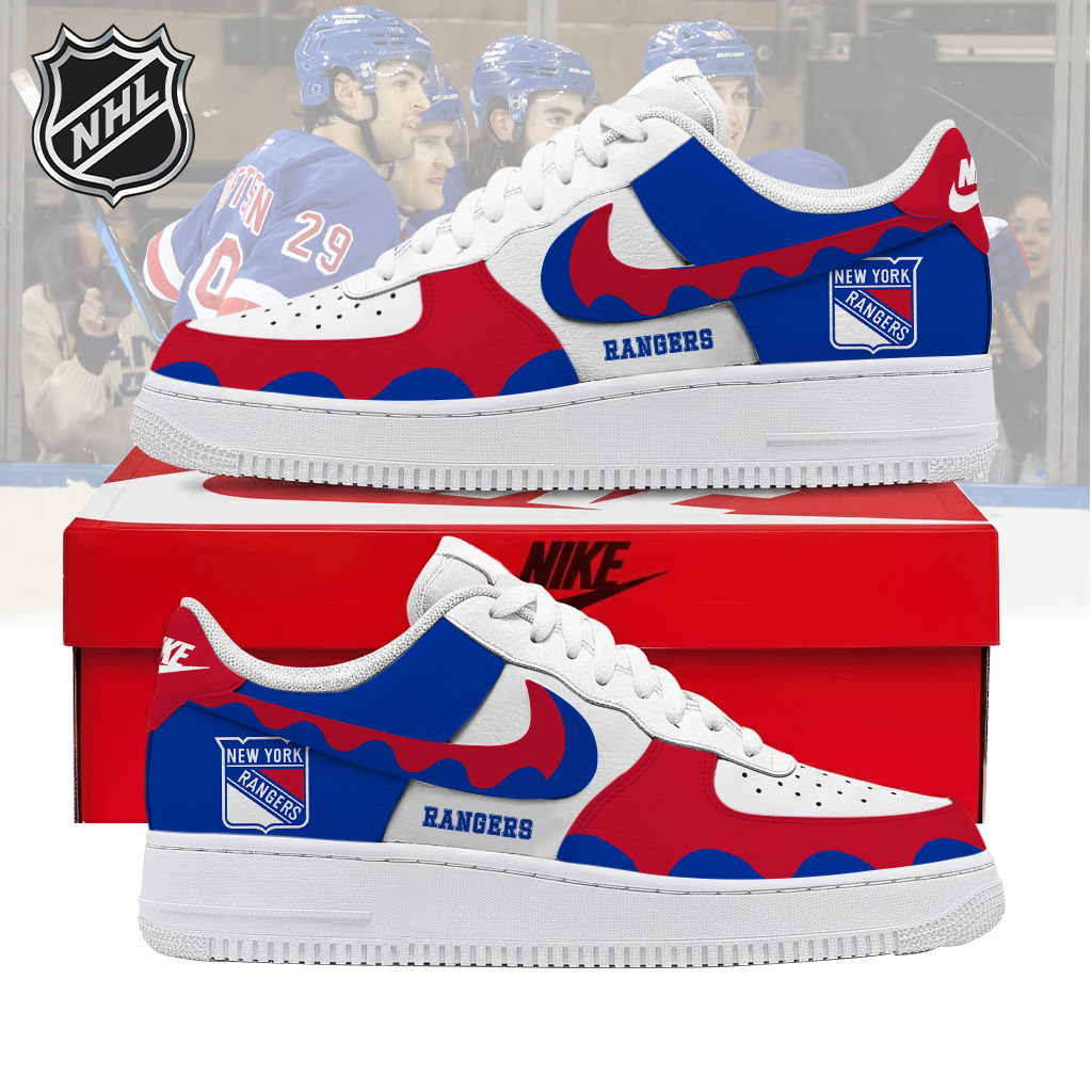 VIRAL EDITION - NEW CUSTOMIZED NHL24 NYR NEW YORK RANGERS AF1 SHOES