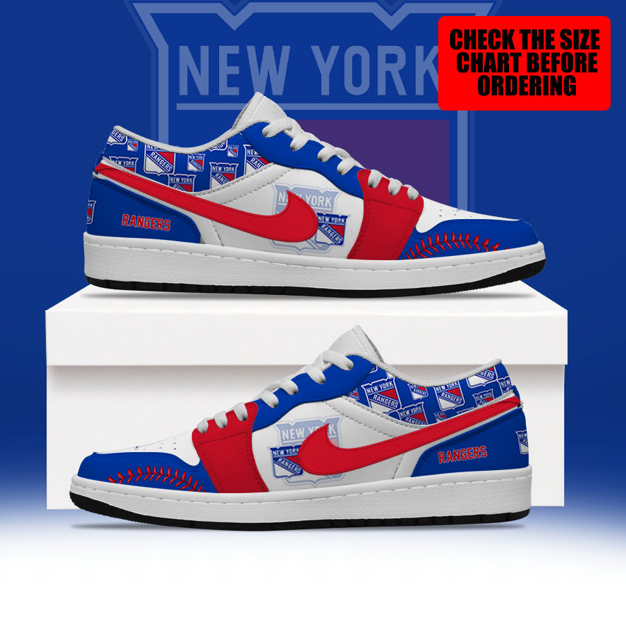 [SUPER SALE] NEW CUSTOMIZED NHL24 NYR NEW YORK RANGERS AIR JORDAN LOW SHOES