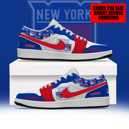 [SUPER SALE] NEW CUSTOMIZED NHL24 NYR NEW YORK RANGERS AIR JORDAN LOW SHOES