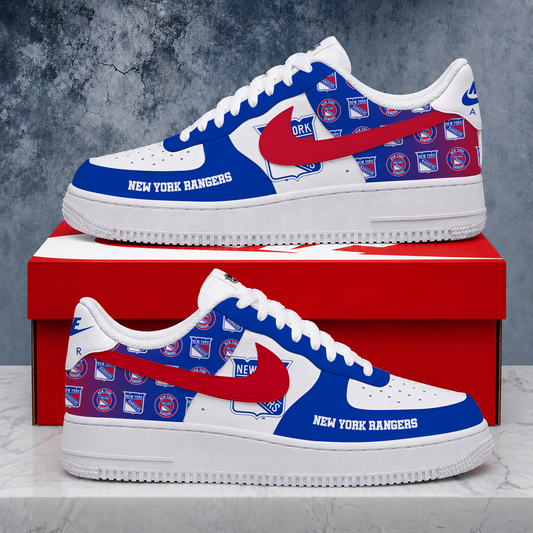 LIMITED EDITION - NEW CUSTOMIZED NHL24 NYR NEW YORK RANGERS AF1 SHOES