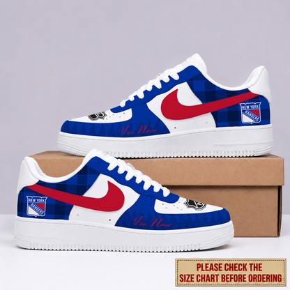 LIMITED EDITION - NEW CUSTOMIZED NHL24 NYR NEW YORK RANGERS AF1 SHOES