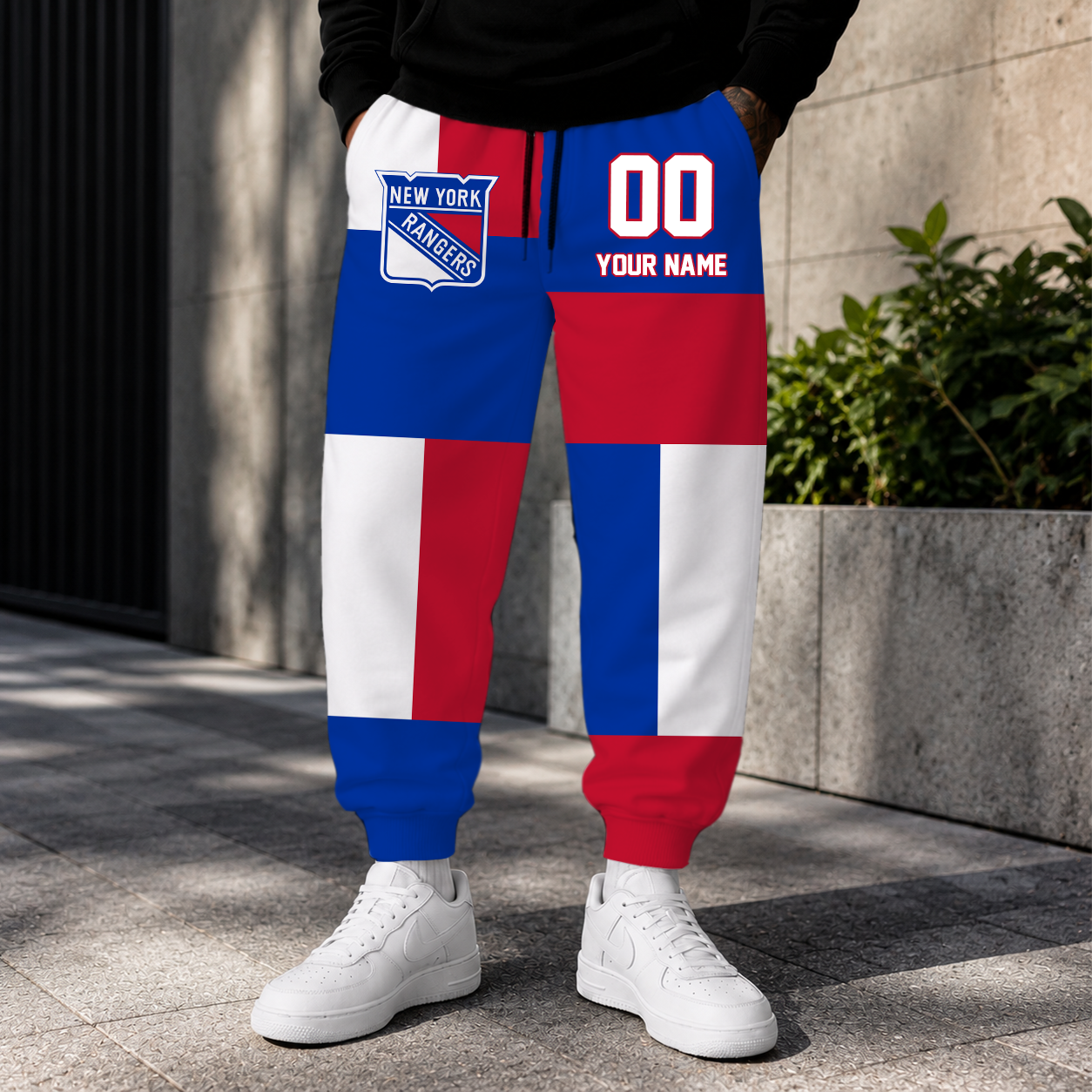 LIMITED EDITION - NEW CUSTOMIZED NHL24 NYR NEW YORK RANGERS SWEATPANTS