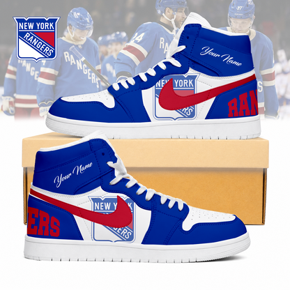 LIMITED EDITION - NEW CUSTOMIZED NHL24 NYR NEW YORK RANGERS AIR JORDAN SNEAKERS