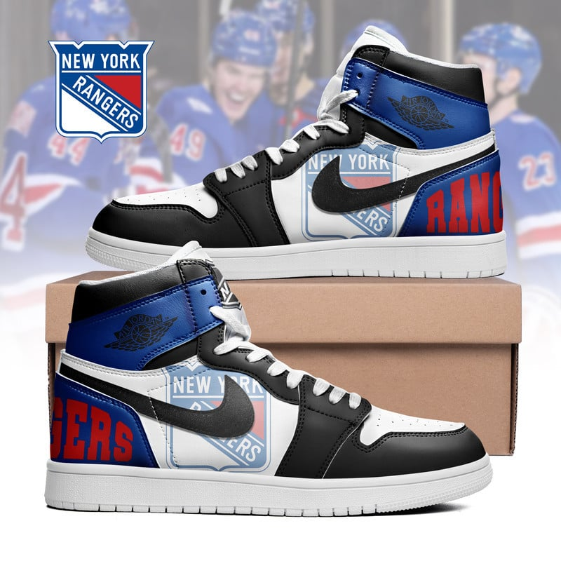 LIMITED EDITION - NEW CUSTOMIZED NHL24 NY RANGERS AIR JORDAN SNEAKERS