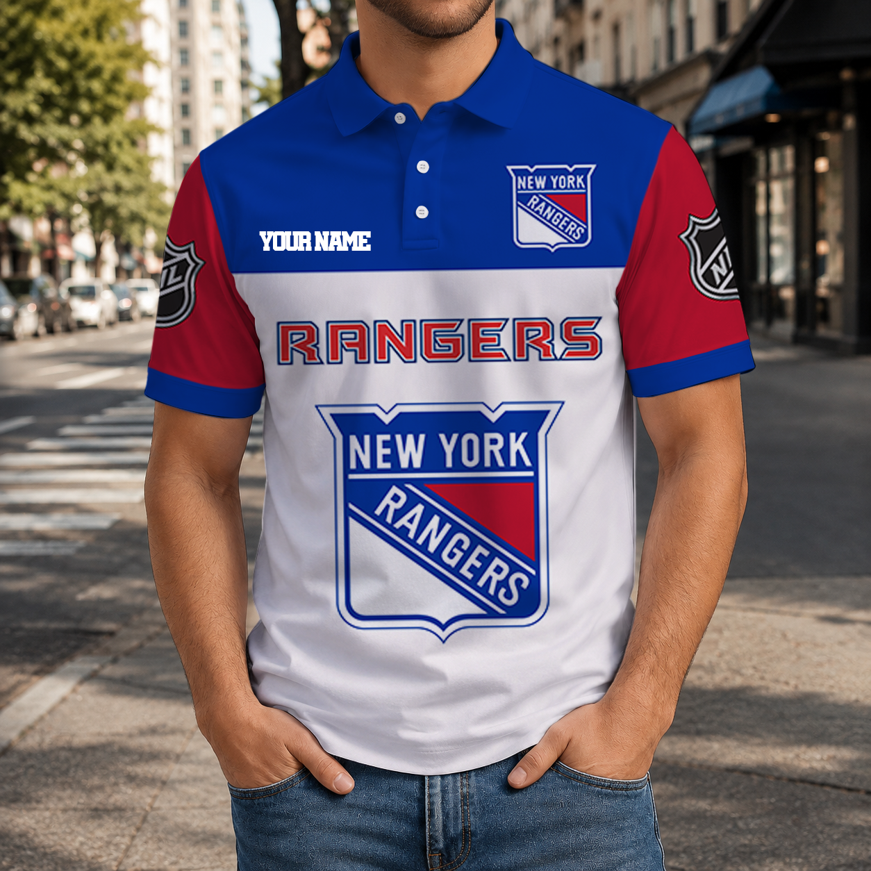 EXCLUSIVE EDITION - NEW CUSTOMIZED NHL24 NYR NEW YORK RANGERS T-SHIRT, POLO SHIRT, ZIP POLO SHIRT, SWEATSHIRT, HOODIE & ZIP HOODIE
