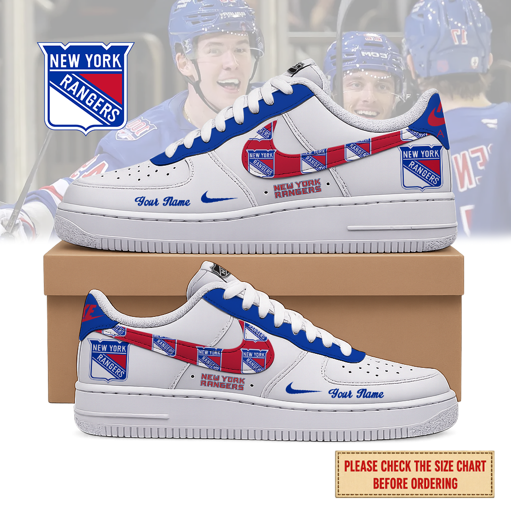 EXCLUSIVE EDITION - NEW CUSTOMIZED NHL24 NYR NEW YORK RANGERS AF1 SHOES