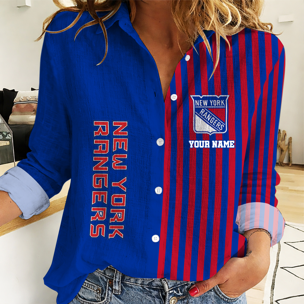 EXCLUSIVE EDITION - NEW CUSTOMIZED NHL24 NYR NEW YORK RANGERS WOMEN CASUAL SHIRT