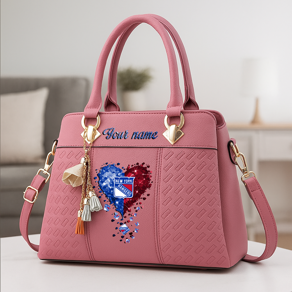 LIMITED EDITION - NEW CUSTOMIZED NHL24 NYR NEW YORK RANGERS ZIP HANDBAG MULTICOLOR