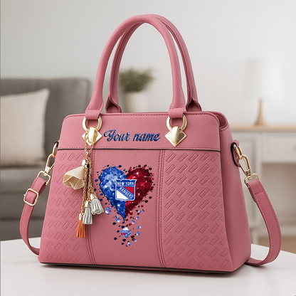 LIMITED EDITION - NEW CUSTOMIZED NHL24 NYR NEW YORK RANGERS ZIP HANDBAG MULTICOLOR