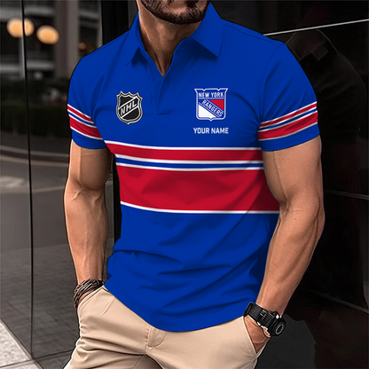 [SUPER SALE] NEW CUSTOMIZED NHL24 NYR NEW YORK RANGERS POLO SHIRT