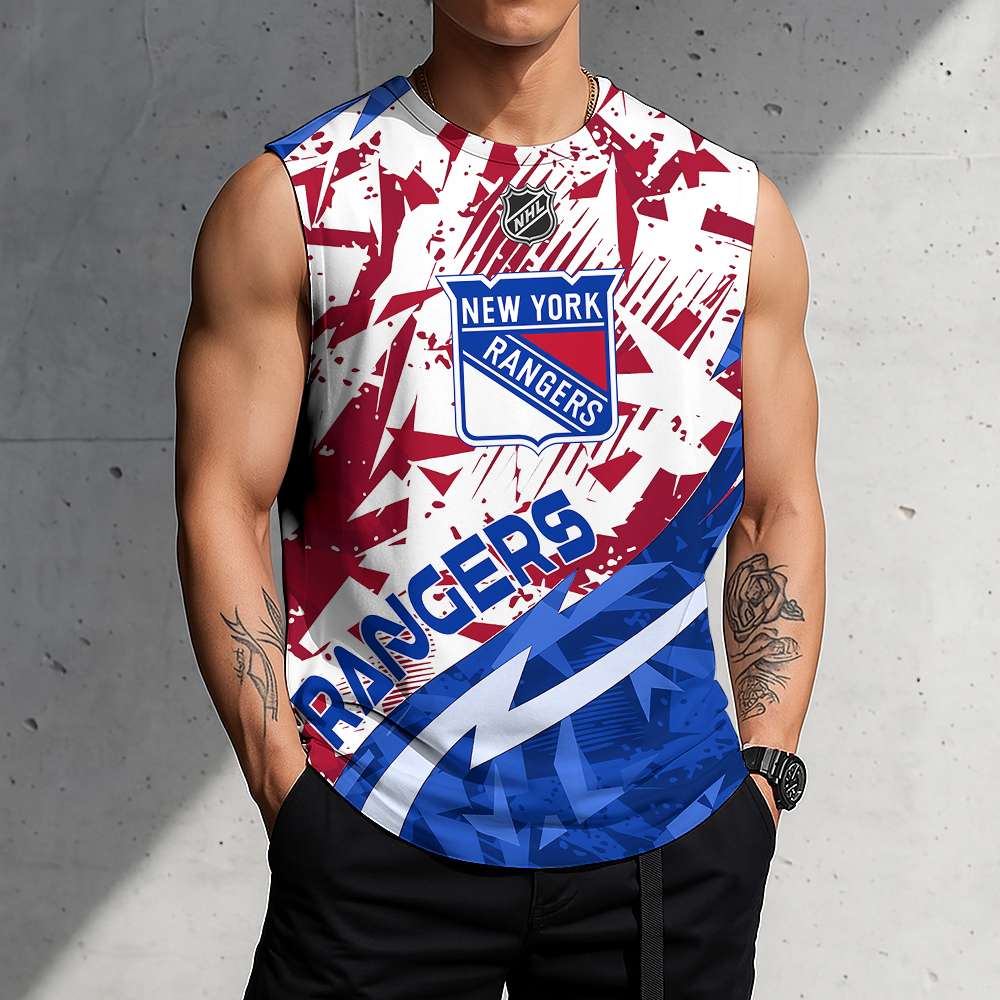 LIMITED EDITION - NEW CUSTOMIZED NHL24 NYR NEW YORK RANGERS TANK TOP & GYM SHIRT