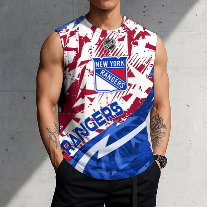LIMITED EDITION - NEW CUSTOMIZED NHL24 NYR NEW YORK RANGERS TANK TOP & GYM SHIRT