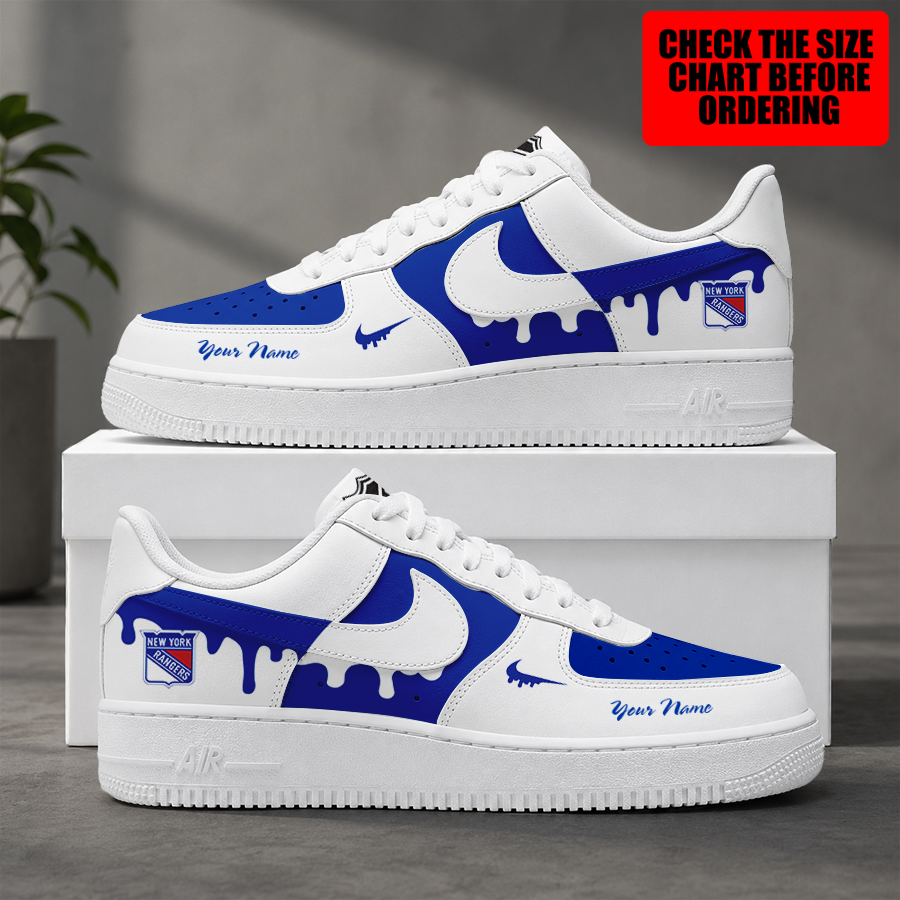 [SUPER SALE] NEW CUSTOMIZED NHL24 NYR NEW YORK RANGERS AF1 SHOES