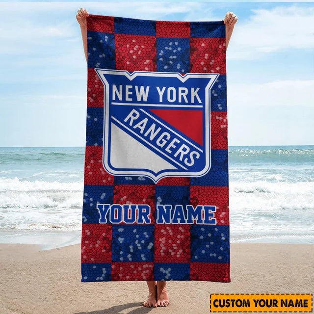 LIMITED EDITION - NEW CUSTOMIZED NHL24 NYR NEW YORK RANGERS BEACH TOWEL FOR FAN