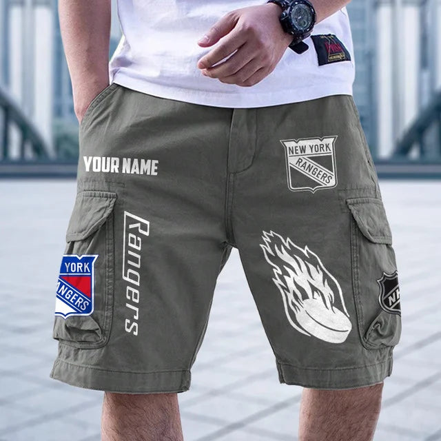 [SUPER SALE] NEW CUSTOMIZED NHL24 NYR NEW YORK RANGERS CARGO SHORTS