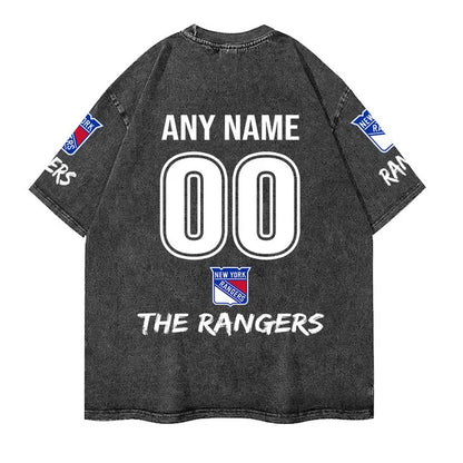 [SUPER SALE] NEW CUSTOMIZED NHL24 NYR NEW YORK RANGERS MULTICOLOR WASHED TEE