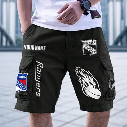 [SUPER SALE] NEW CUSTOMIZED NHL24 NYR NEW YORK RANGERS CARGO SHORTS