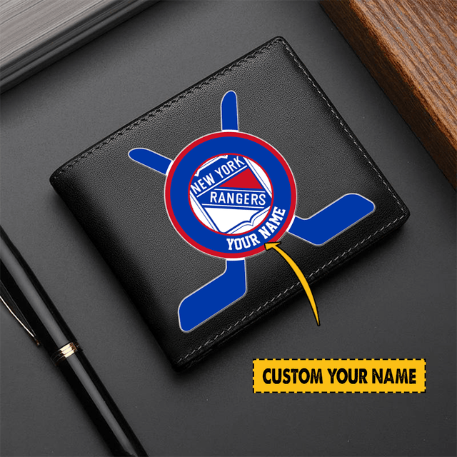 LIMITED EDITION - NEW CUSTOMIZED NHL24 NYR NEW YORK RANGERS LEATHER WALLET