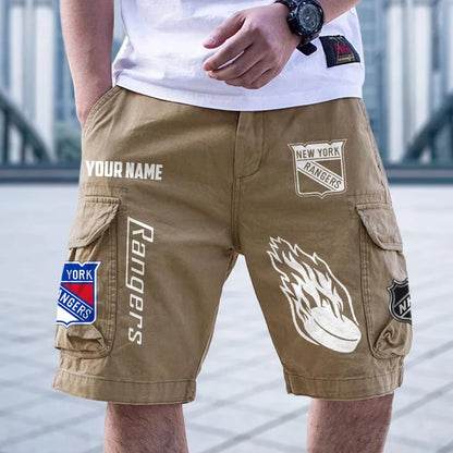 [SUPER SALE] NEW CUSTOMIZED NHL24 NYR NEW YORK RANGERS CARGO SHORTS