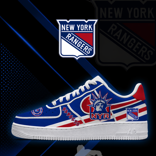 LIMITED EDITION - NEW CUSTOMIZED NHL24 NYR NEW YORK RANGERS AF1 SHOES