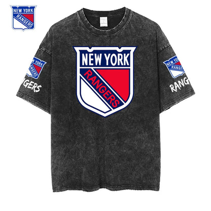 [SUPER SALE] NEW CUSTOMIZED NHL24 NYR NEW YORK RANGERS MULTICOLOR WASHED TEE