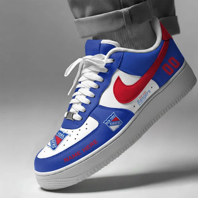 [SUPER SALE] NEW CUSTOMIZED NHL24 NYR NEW YORK RANGERS AF1 SHOES