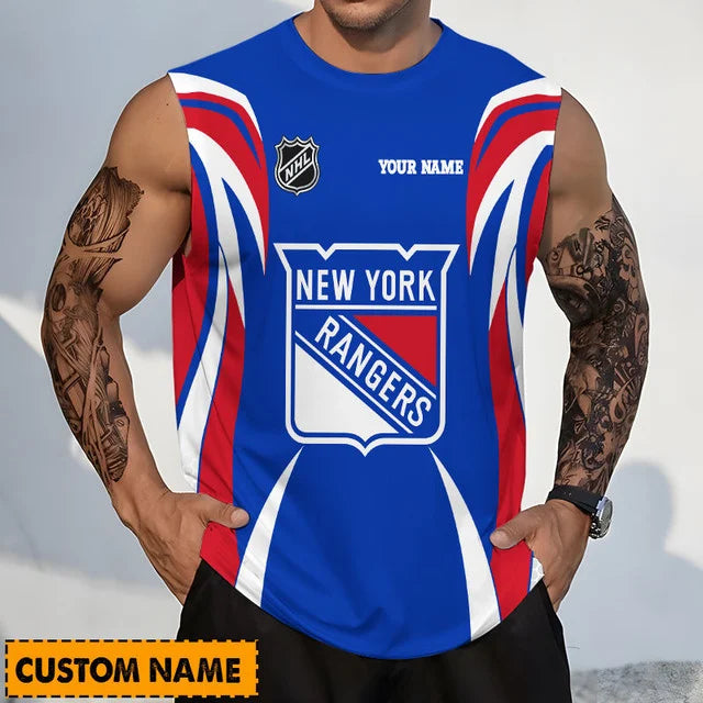LIMITED EDITION - NEW CUSTOMIZED NHL24 NYR NEW YORK RANGERS TANK TOP & GYM SHIRT