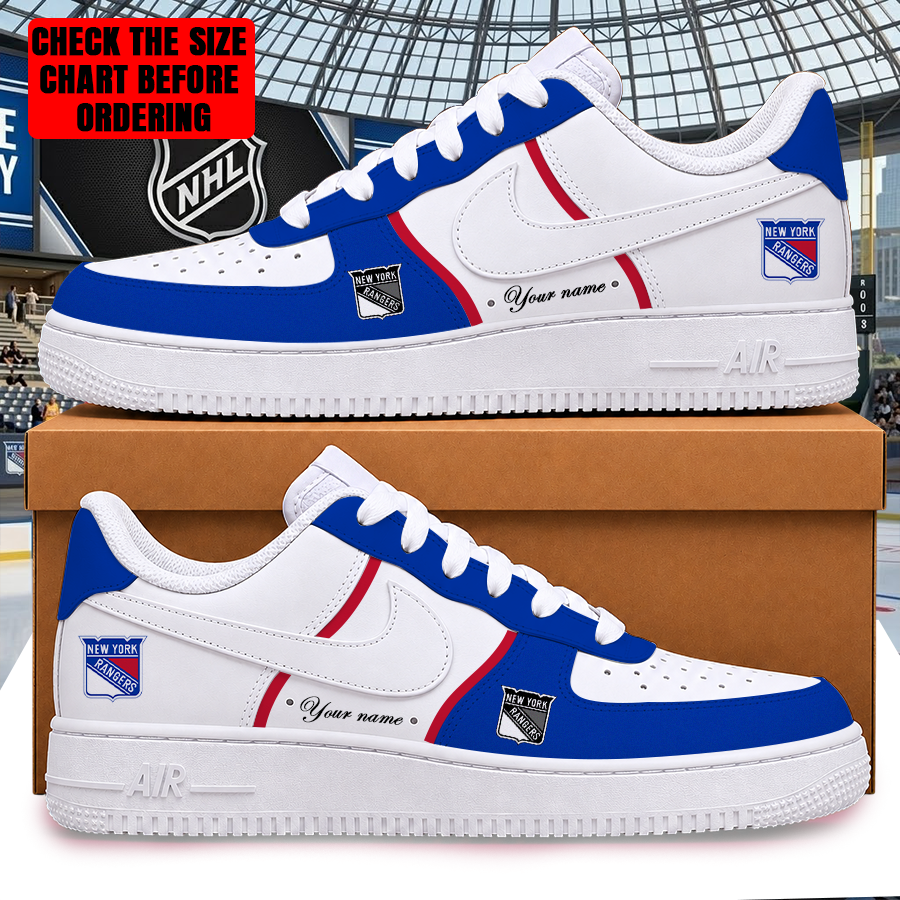 LIMITED EDITION - NEW CUSTOMIZED NHL24 NYR NEW YORK RANGERS AF1 SHOES