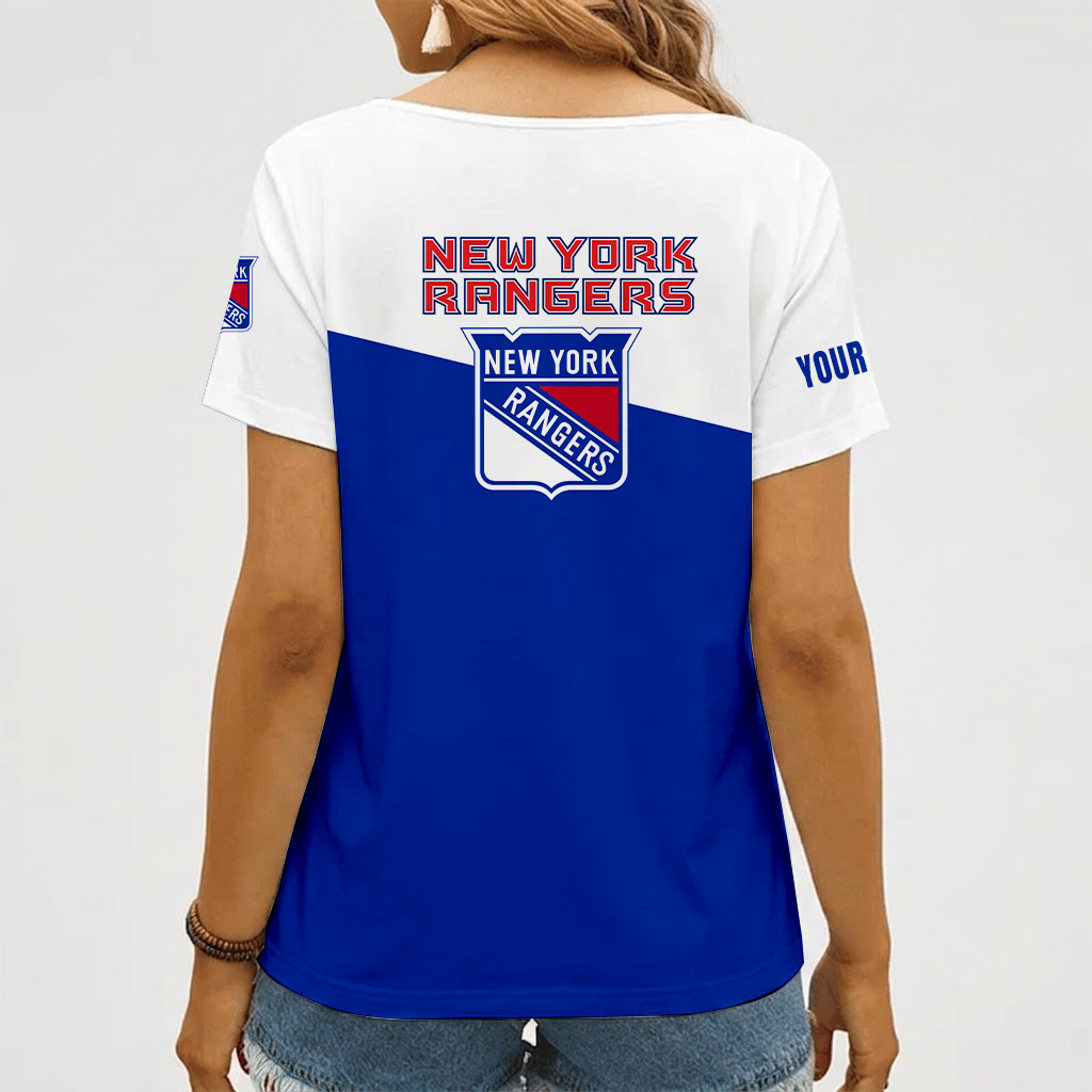 [SUPER SALE] NEW CUSTOMIZED NHL24 NYR NEW YORK RANGERS V-NECK FEMALE SHIRT