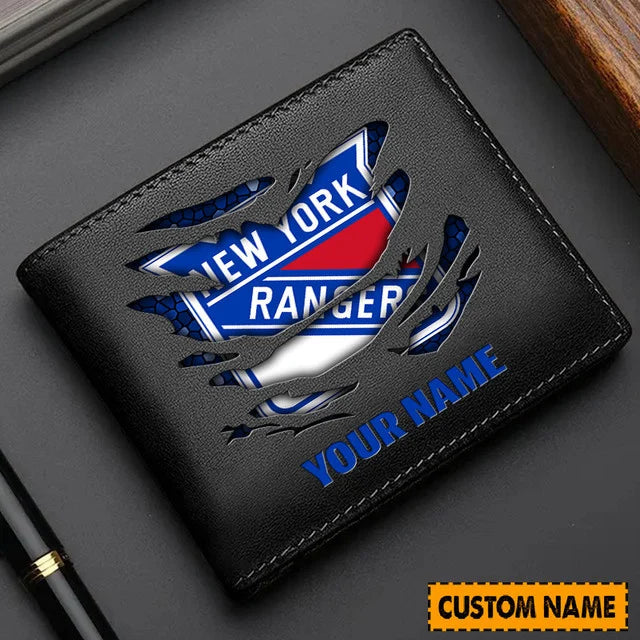 LIMITED EDITION - NEW CUSTOMIZED NHL24 NYR NEW YORK RANGERS LEATHER WALLET