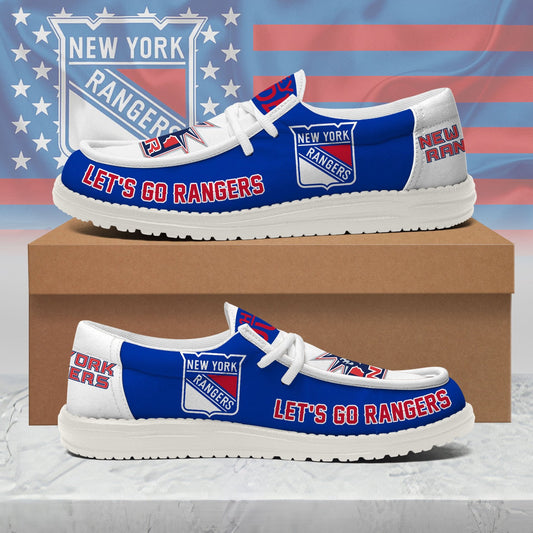 LIMITED EDITION - NEW CUSTOMIZED NHL24 NYR NEW YORK RANGERS LOAFER SHOES