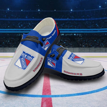 LIMITED EDITION - NEW CUSTOMIZED NHL24 NYR NEW YORK RANGERS PREMIUM LOAFER SHOES