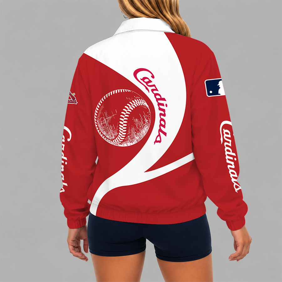 [FLASH SALE] NEW CUSTOMIZED MLB24 SLC ST. LOUIS CARDINALS V-NECK ZIPPER SWEATSHIRT JACKET