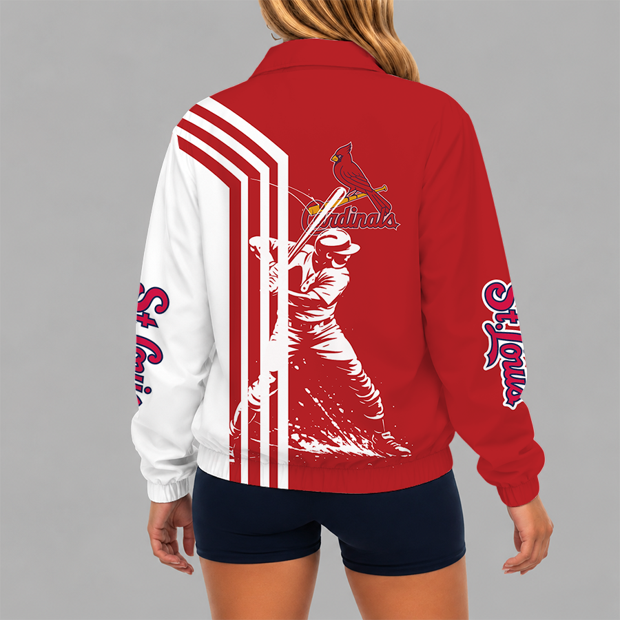 [FLASH SALE] NEW CUSTOMIZED MLB24 SLC ST. LOUIS CARDINALS V-NECK ZIPPER SWEATSHIRT JACKET