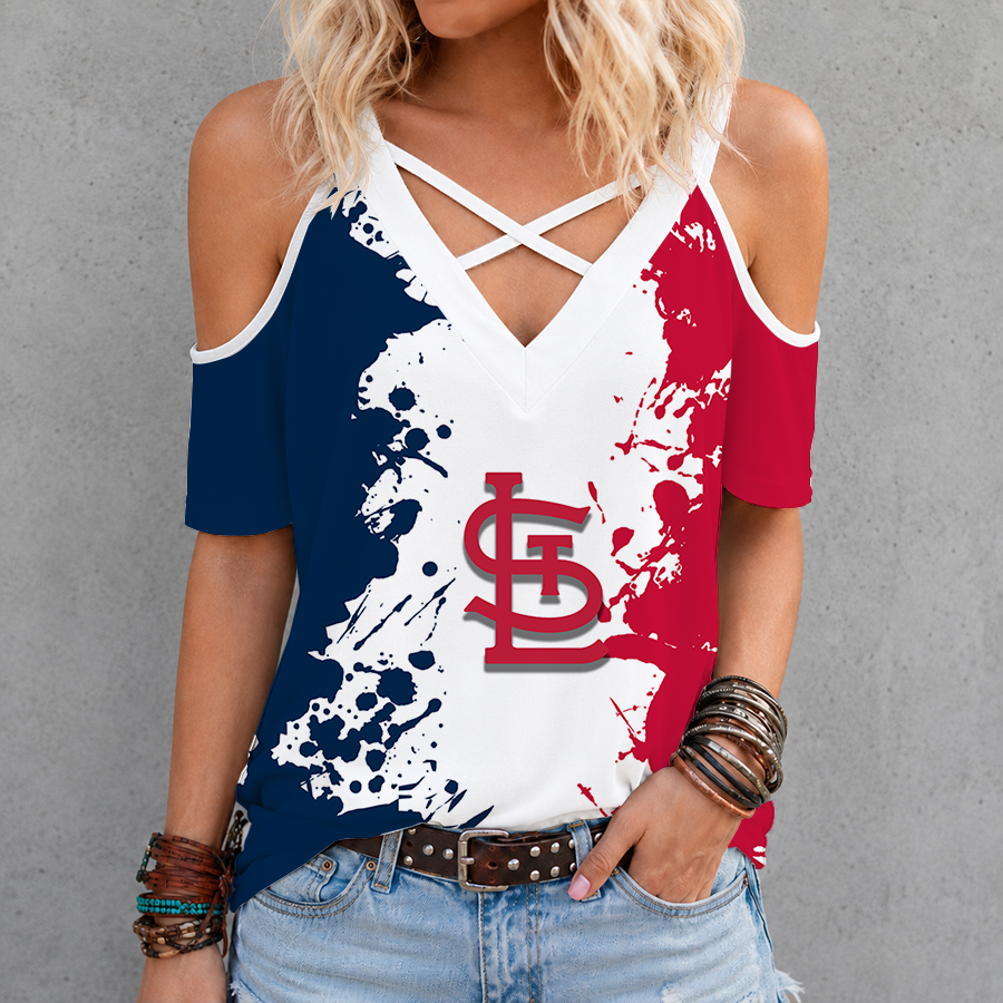 [FLASH SALE] NEW CUSTOMIZED MLB24 SLC ST. LOUIS CARDINALS CRISS CROSS V-NECK TOP