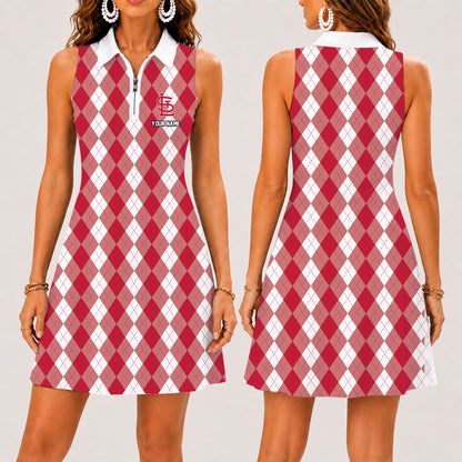 [FLASH SALE] NEW CUSTOMIZED MLB24 SLC ST. LOUIS CARDINALS WOMEN'S ZIP SLEEVELESS POLO DRESS