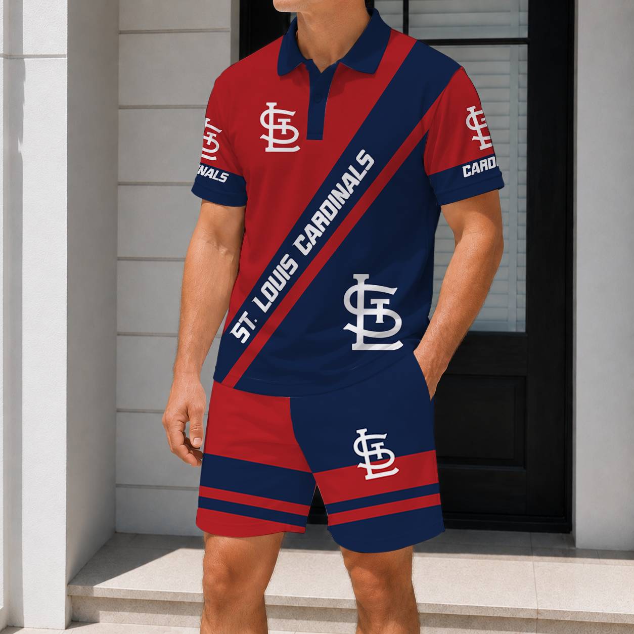 LIMITED EDITION - NEW CUSTOMIZED MLB24 SLC ST. LOUIS CARDINALS POLO & SHORT PANTS SET