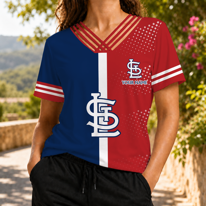 LIMITED EDITION - NEW CUSTOMIZED MLB24 SLC ST. LOUIS CARDINALS V-NECK SHIRT