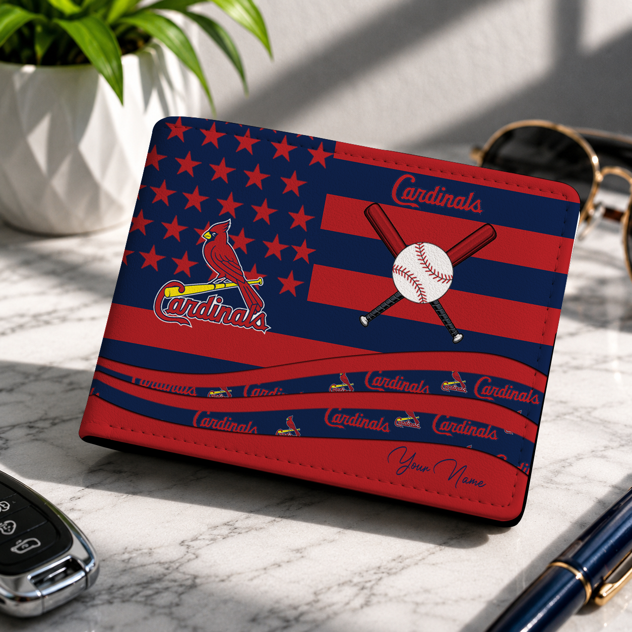LIMITED EDITION - NEW CUSTOMIZED MLB24 SLC ST. LOUIS CARDINALS LEATHER WALLET