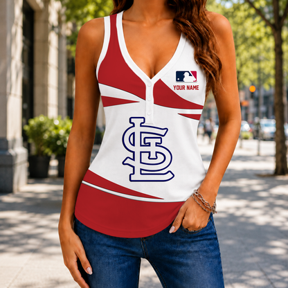 LIMITED EDITION - NEW CUSTOMIZED MLB24 SLC ST. LOUIS CARDINALS WOMEN'S V-NECK TANK TOP