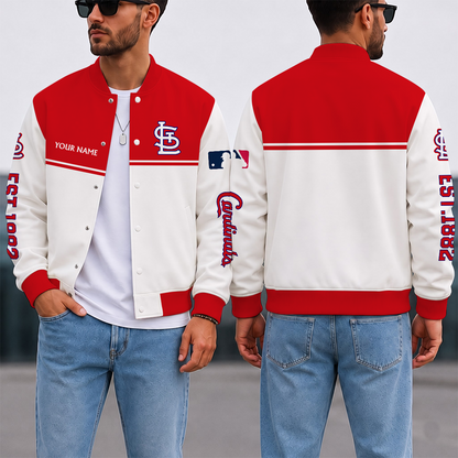 SPECIAL EDITION - NEW CUSTOMIZED MLB24 SLC ST. LOUIS CARDINALS SATIN VARSITY & BASEBALL JACKET