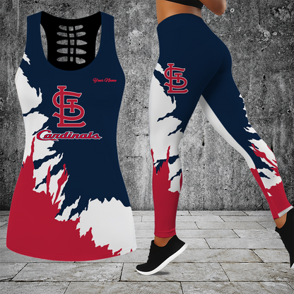 [FLASH SALE] NEW CUSTOMIZED MLB24 SLC ST. LOUIS CARDINALS HOLLOW TANK TOP & LEGGINGS SET